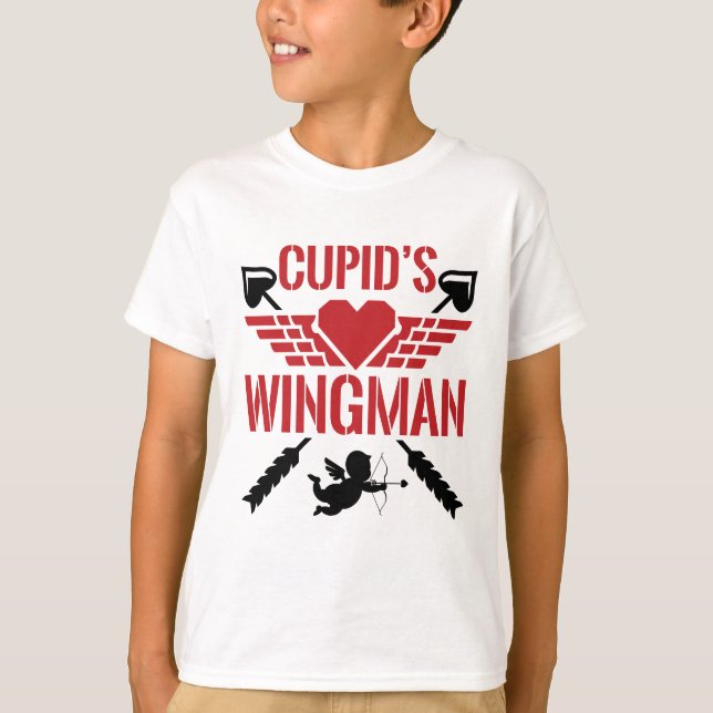 T-shirt Cupid's Wingman mignonne Saint-Valentin (Devant)
