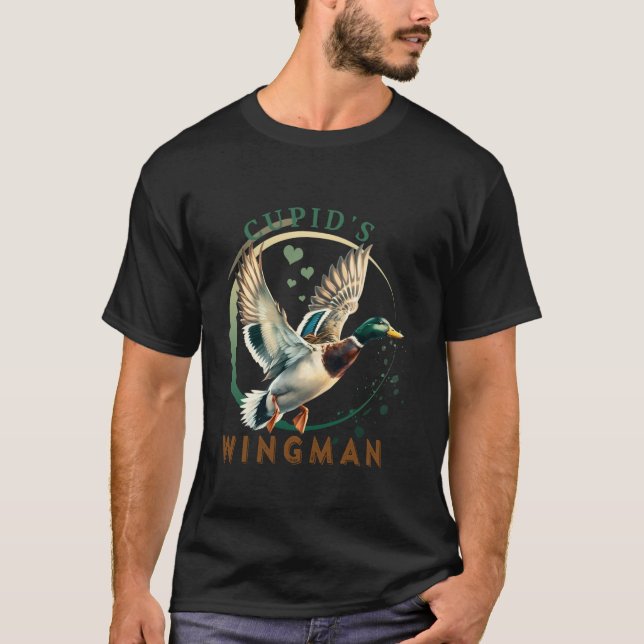 T-shirt Cupid's Wingman Valentine's Day Chasse de canard L (Devant)