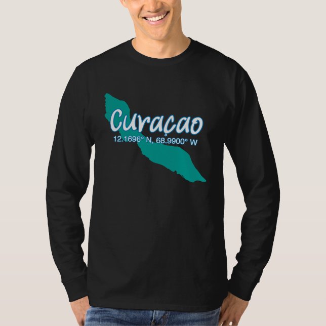 T-shirt Curacao Island Coordinates Tourist Vacation (Devant)