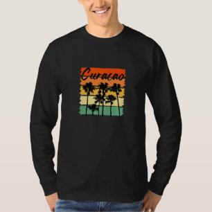 T-shirt Curacao Palm Plage Vintage Hommes Femmes