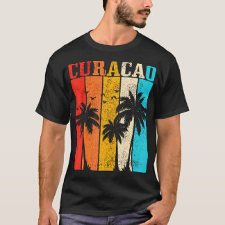 T-shirt Curacao Palmiers Vintages Surfer Caraïbes