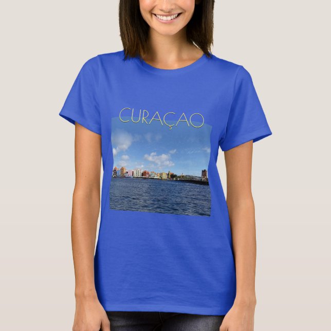 T-shirt Curaçao Skyline avec texte sortant (personnalisabl (Devant)