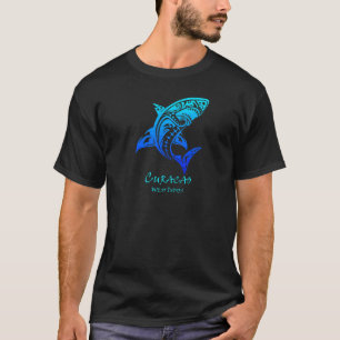 T-shirt Curacao West Indies Vintage Retro Tribal Shark Vac