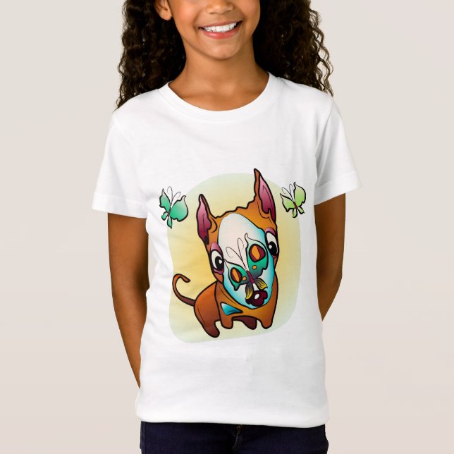 T-Shirt Curieux chien BullTerrier (Devant)
