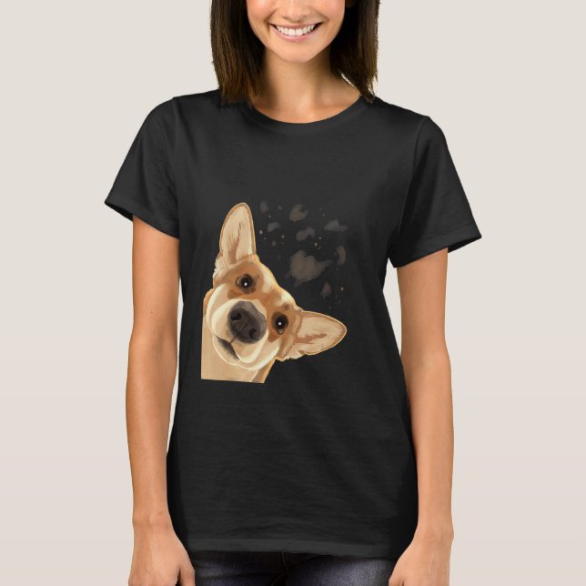 T-shirt Curieux Chien Welsh Corgi (Devant)