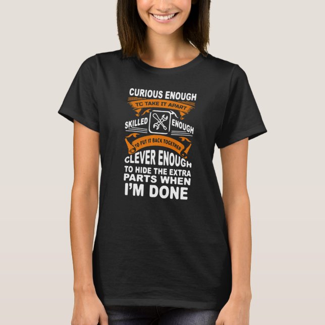 T-shirt Curieux Compétent Et Intelligent Funny Car Auto Ca (Devant)