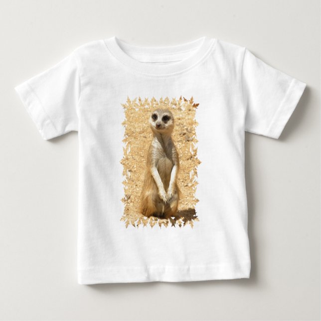 T-shirt curieux de bébé de Meerkat (Devant)