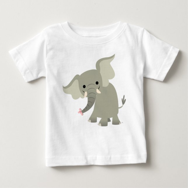 T-shirt curieux de bébé d'éléphant de bande (Devant)