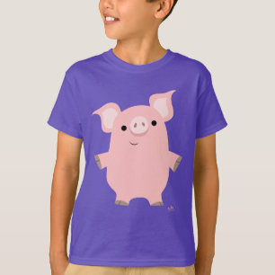 T-shirt curieux mignon d'enfants de porc de bande