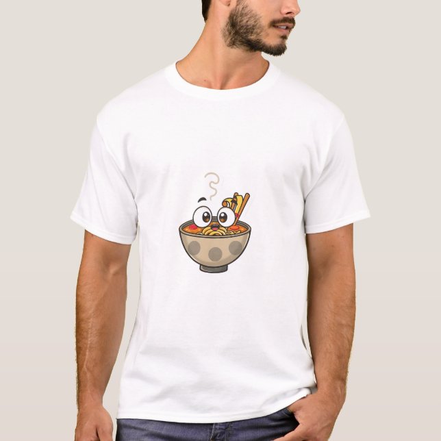 T-shirt Curieux Ramen Bowl Amusant (Devant)