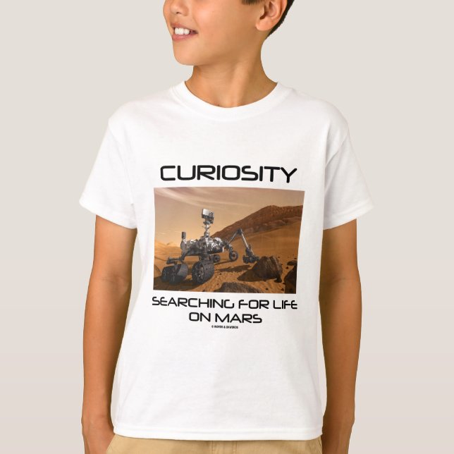 T-shirt Curiosité recherchant la vie sur Mars (Mars Rover) (Devant)