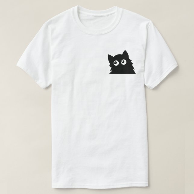 T-shirt Curious Black Cat Cute Minimal Cat Design (Design devant)