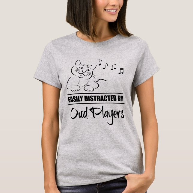 T-shirt Curious Cat facilement distrait par les joueurs de (Devant)