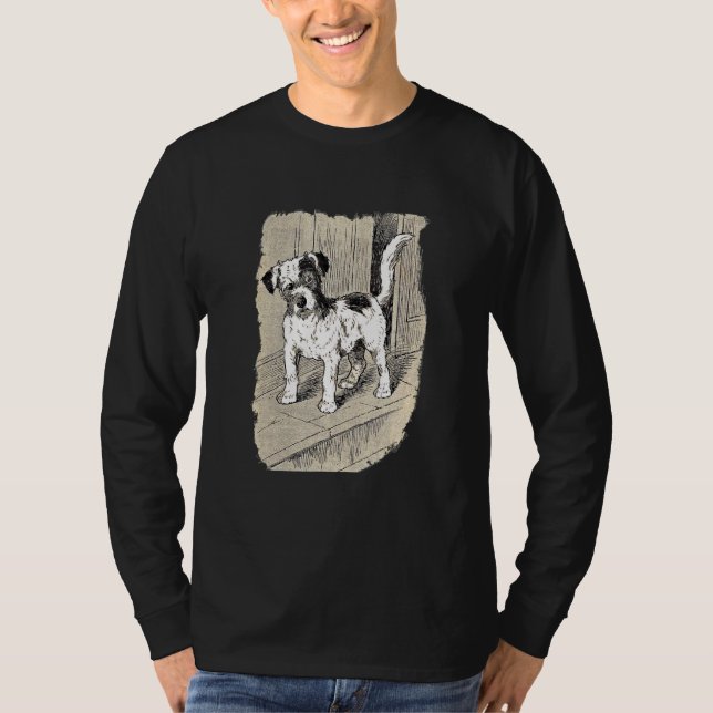 T-shirt Curious Chiot Vintage Illustration (Devant)