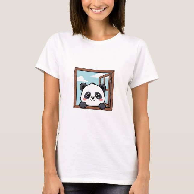 T-shirt Curious Peeking Panda (Devant)