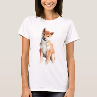 T-shirt Curious Shiba Inu Puppy Watercolor Women