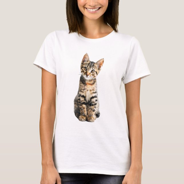 T-shirt Curious Wide Eyed Tabby Kitten Portrait Women (Devant)