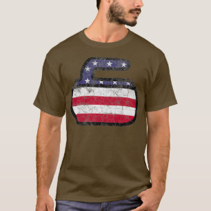 T-shirt Curling 4 juillet Drapeau américain Amérique USA