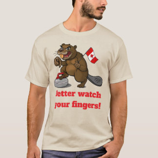T-shirt Curling beaver with flag