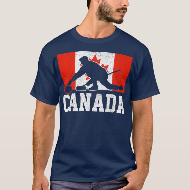 T-shirt Curling Canada Drapeau canadien Ventilateur de spo (Devant)