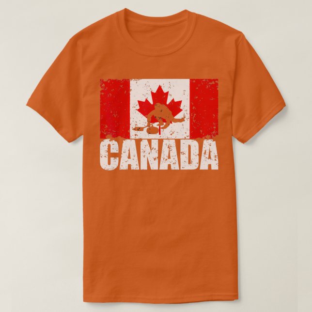 T-shirt Curling de drapeau canadien pour le cadeau Curler  (Design devant)