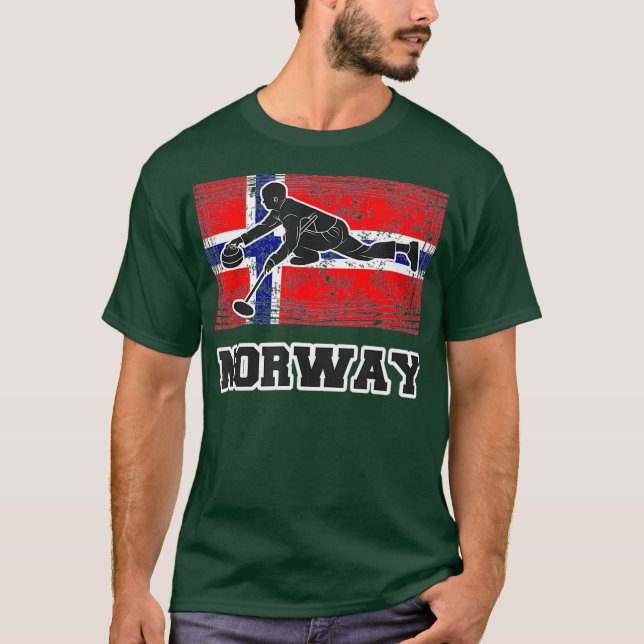 T-shirt Curling Drapeau Norvégien (Devant)