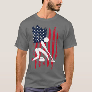 T-shirt Curling Nouveauté Sports T USA Drapeau