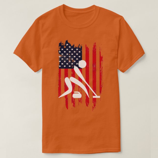 T-shirt Curling Patriotic Sports Us Drapeau (Design devant)