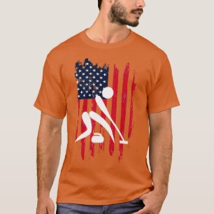 T-shirt Curling Patriotic Sports Us Drapeau