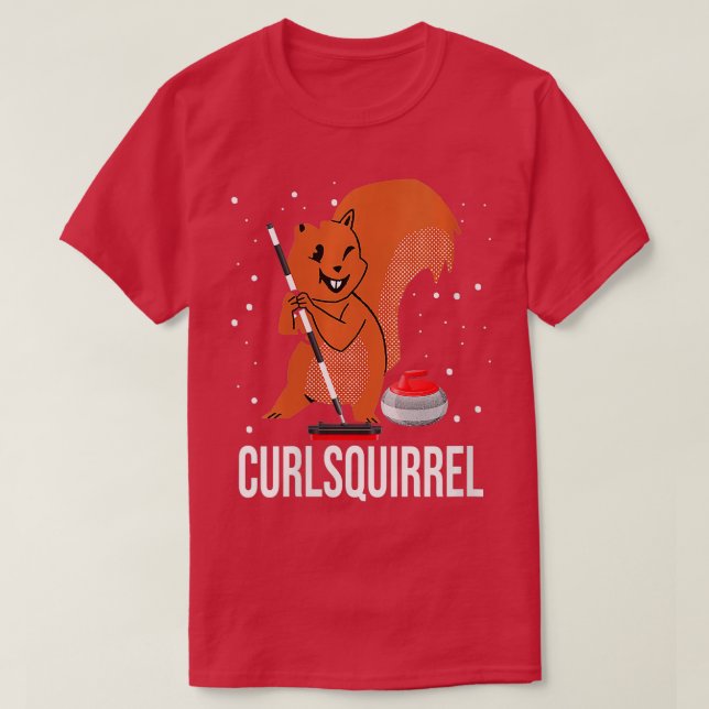T-shirt Curling Sport Mascotte Curlsquirrel Curling S (Design devant)