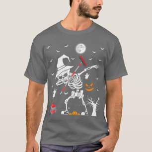 T-shirt Curling Sports Funny Skeleton Dabbing Curling Hall