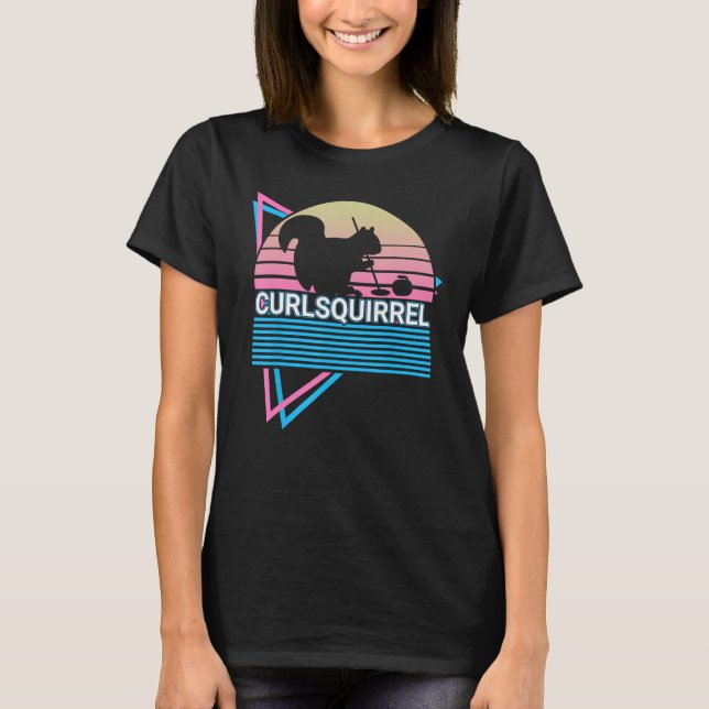 T-shirt Curling Stone Lecteur Curling Curlsquirrel Rétro (Devant)