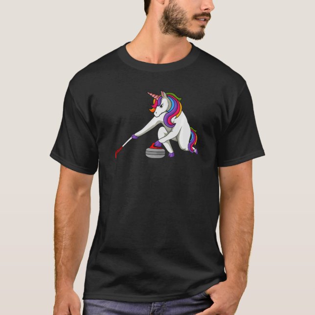 T-shirt Curling Stone Unicorn Curler Winter Sports (Devant)