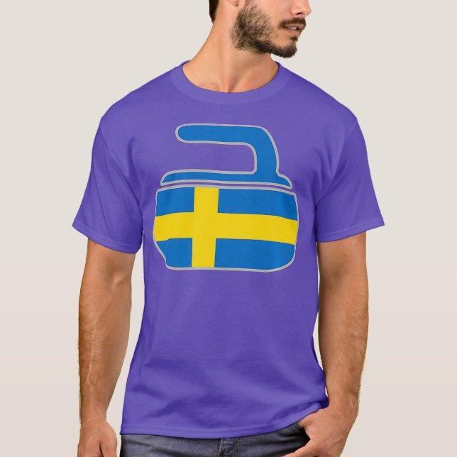 T-shirt Curling suédois Suède Drapeau Curl Stone Classic (Devant)