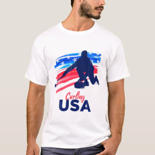 T-shirt Curling USA Support Team T USA Flag Curl Clean