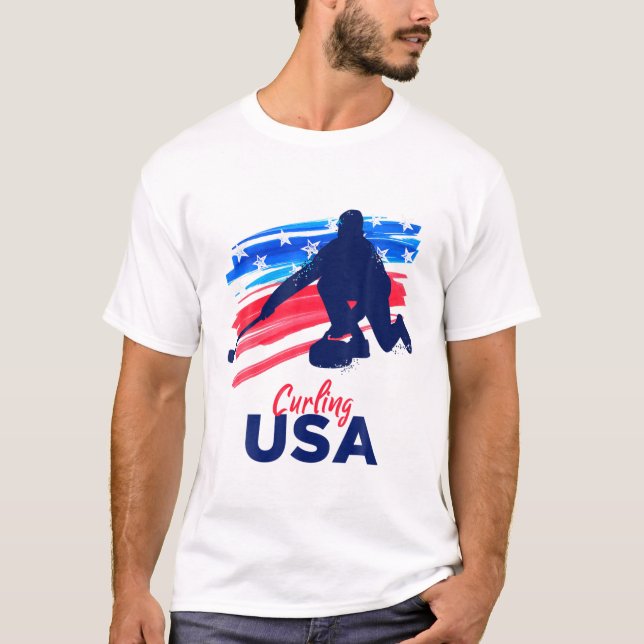 T-shirt Curling USA Support Team T USA Flag Curl Clean (Devant)
