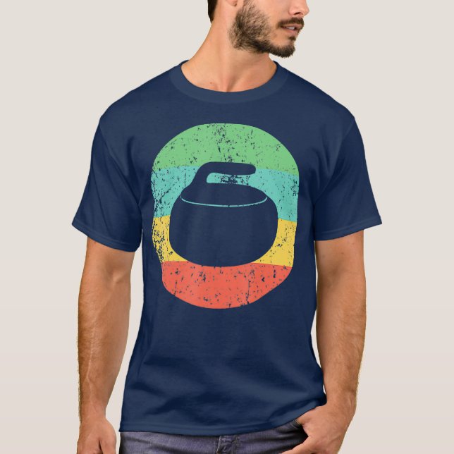 T-shirt Curling Vintage Retro Stone (Devant)