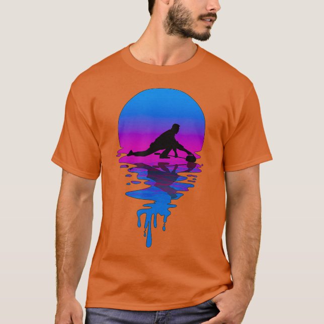 T-shirt Curling vintage Retro Sunset (Devant)
