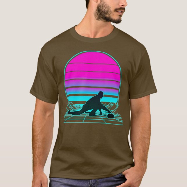 T-shirt Curling vintage Retro Sunset (Devant)
