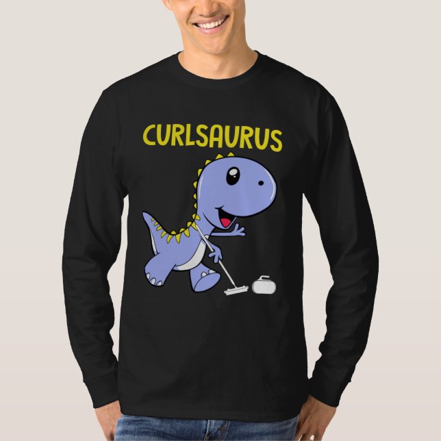 T-shirt Curlsaurus  Dinosaur  Curling Sport Costume (Devant)