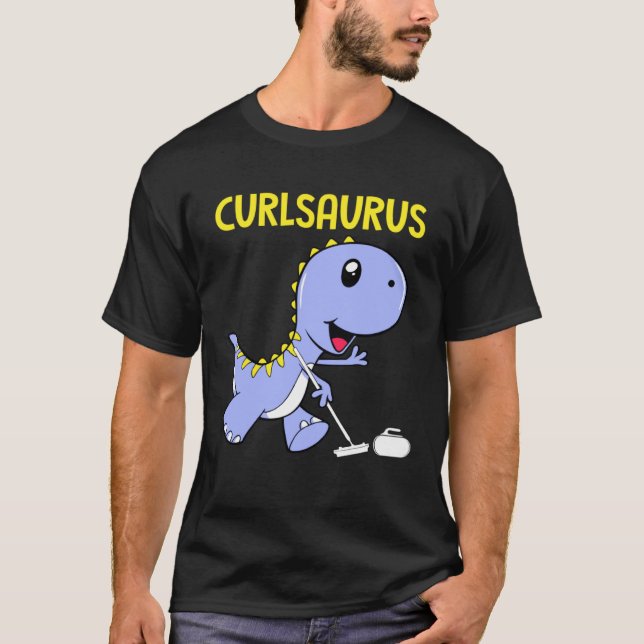 T-shirt Curlsaurus  Dinosaur  Curling Sport Costume (Devant)