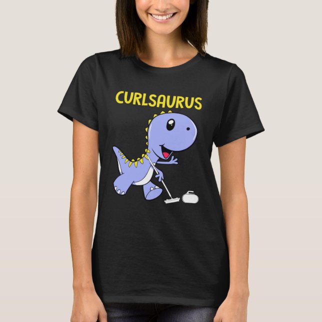 T-shirt Curlsaurus Dinosaur Curling Sport Costume (Devant)