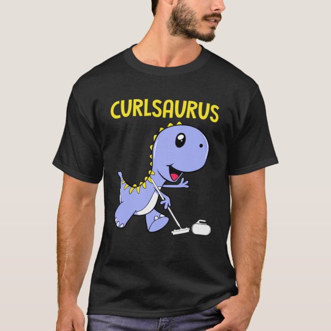 T-shirt Curlsaurus Dinosaur Curling Sport Costume (Devant)