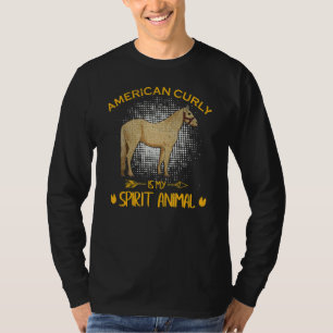 T-shirt Curly Américaine Est Mon Esprit Animal Horseback R