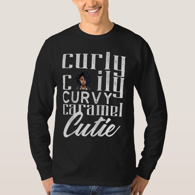 T-shirt Curly Caily Curvy Caramel Cutie Black Queen Africa (Devant)