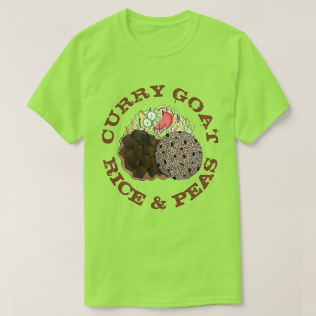 T-shirt Curry Chèvre Riz et pois Jamaïcain Caraïbes Nourri (Design devant)