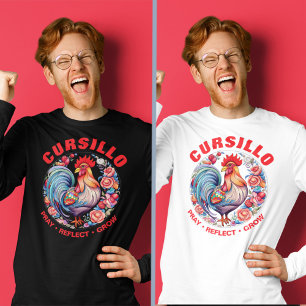 T-shirt Cursillo Coq aux Roses Priez Réfléchissez Grandiss