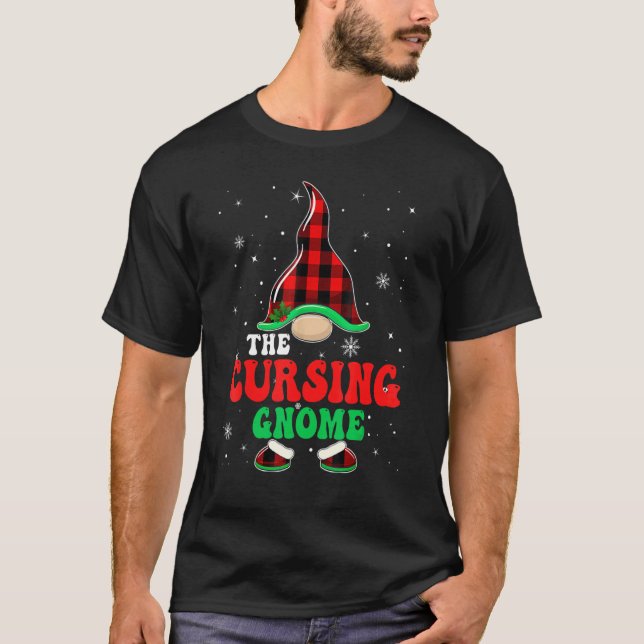 T-shirt Cursing Gnome Buffalo Plaid Matching Family Christ (Devant)