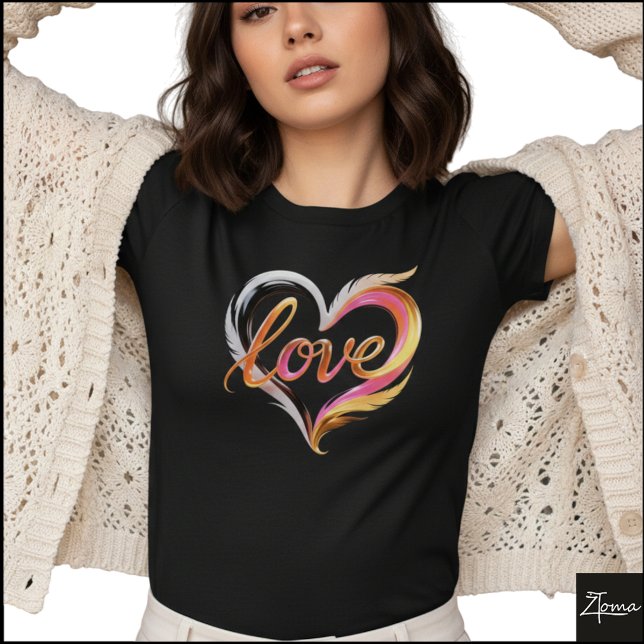 T-shirt Cursive Amour Glossy Tourbillons de Cœur Abstrait (Sample design. Several style are available to choose from, with the option to add a name & color.
)