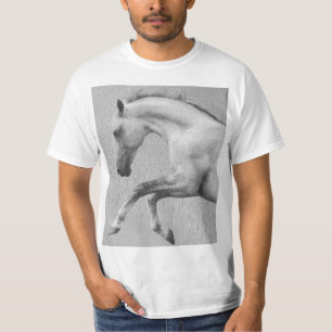 T-shirt Curvet Horse Mens Moderne Animal Blanc Modèle